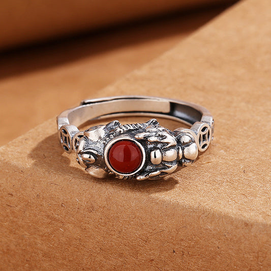 South Red Agate Pixiu Ring – Adjustable Chinese Lucky Ring