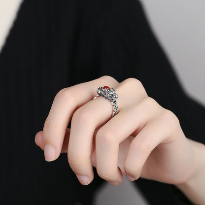 South Red Agate Pixiu Ring – Adjustable Chinese Lucky Ring