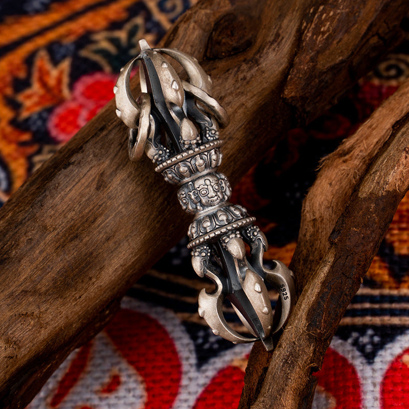 Sterling Silver Vajra Pendant – Antique Dorje Charm