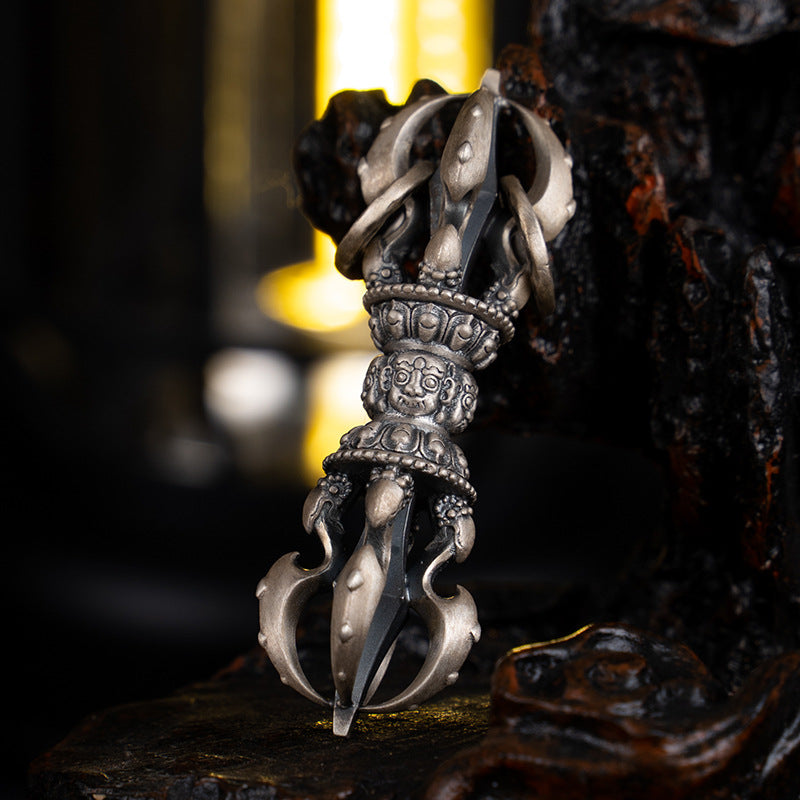Sterling Silver Vajra Pendant – Antique Dorje Charm