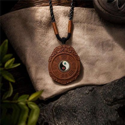 Taoist Bagua Pendant Necklace – Jujube Wood Talisman