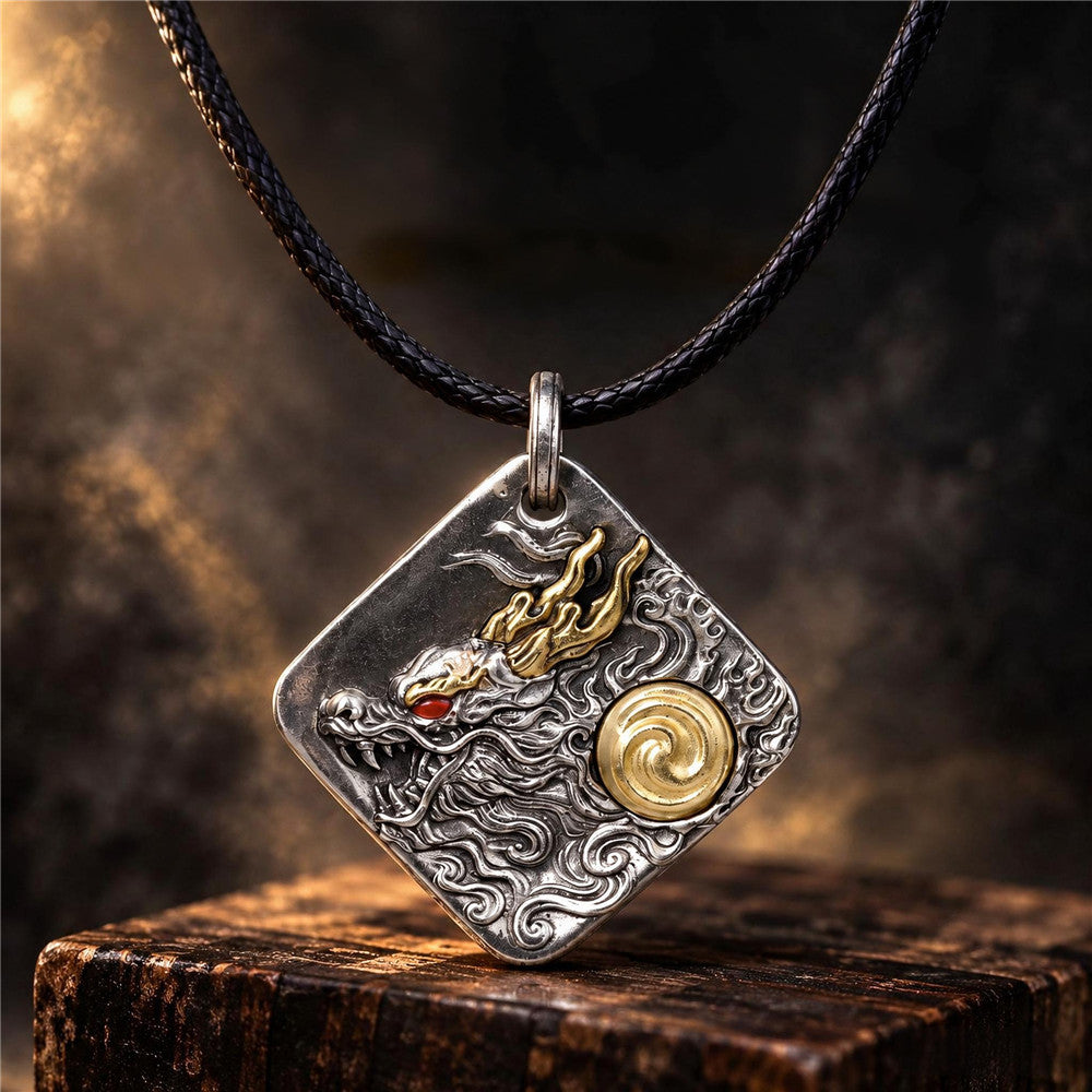 Taoist Dragon Tai Chi Pendant Necklace