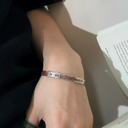 Taoist Five Wealth Gods Cuff Bracelet - 925 Sterling Silver