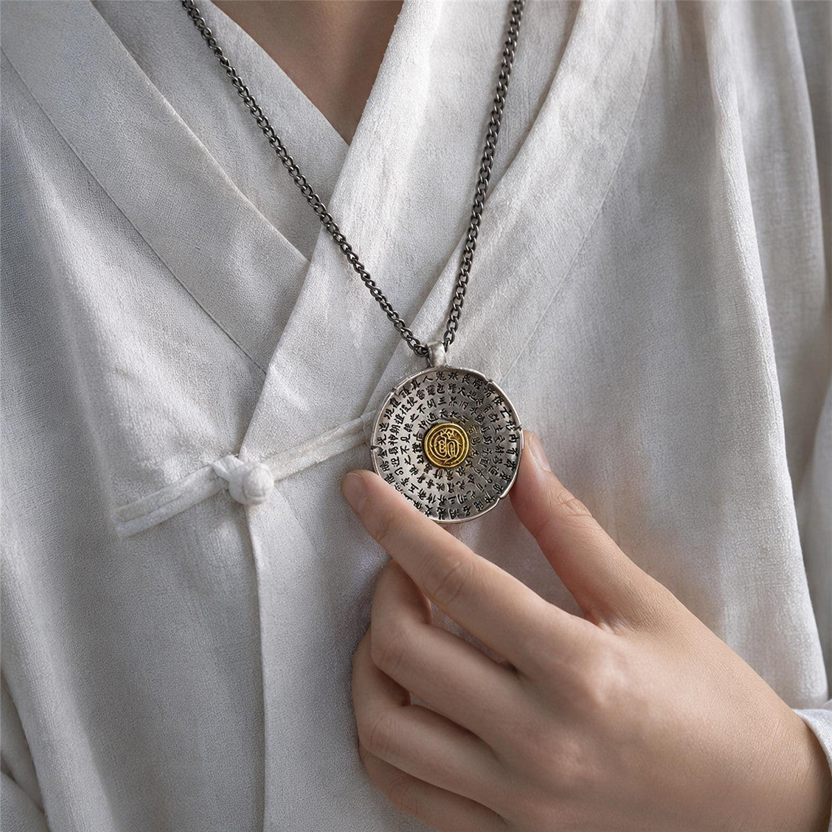 Collier pendentif du mantra de la lumière dorée taoïste