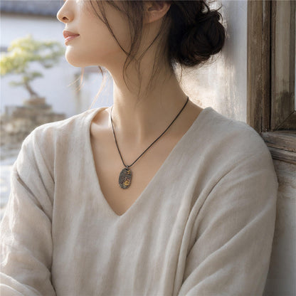 Taoist Golden Light Mantra Pendant Necklace – 925 Sterling Silver