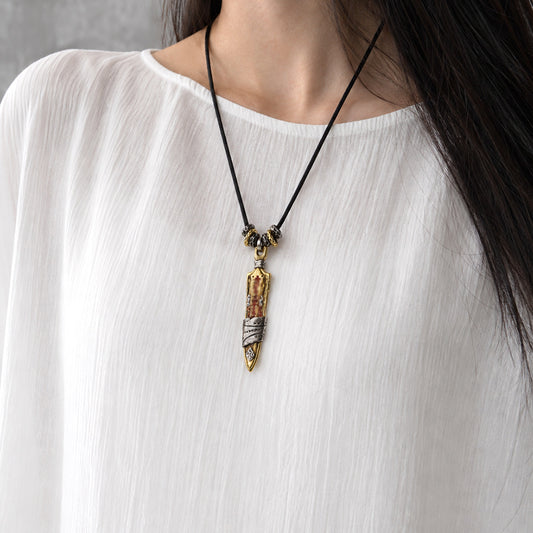Taoist Sword Talisman Pendant | Vintage Chinese Protection Amulet