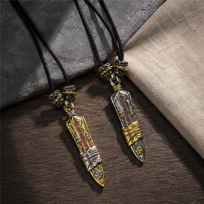 Taoist Sword Talisman Pendant | Vintage Chinese Protection Amulet