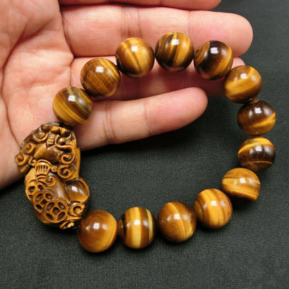 Natural Tiger Eye PiXiu Bracelet | Feng Shui Wealth Jewelry
