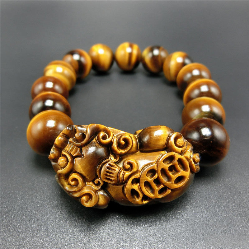 Natural Tiger Eye PiXiu Bracelet | Feng Shui Wealth Jewelry