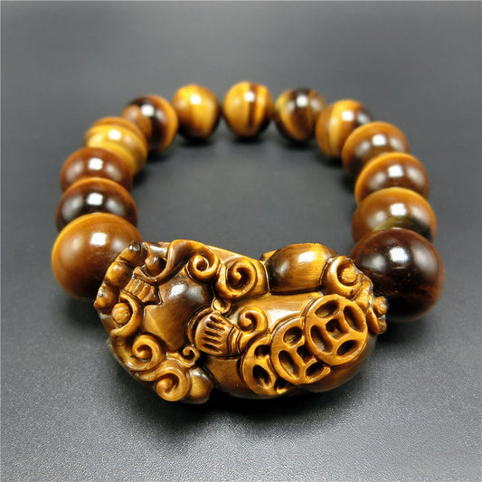 Natural Tiger Eye PiXiu Bracelet | Feng Shui Wealth Jewelry