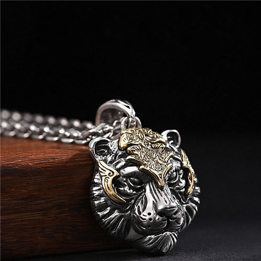 Tiger Zodiac Necklace | Chinese Tiger Head Pendant