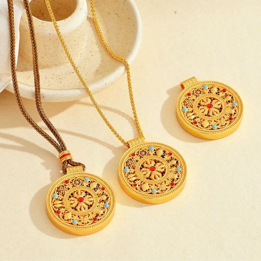Vajra Dorje Pendant Necklace | Eight Auspicious Symbols Buddhist Jewelry