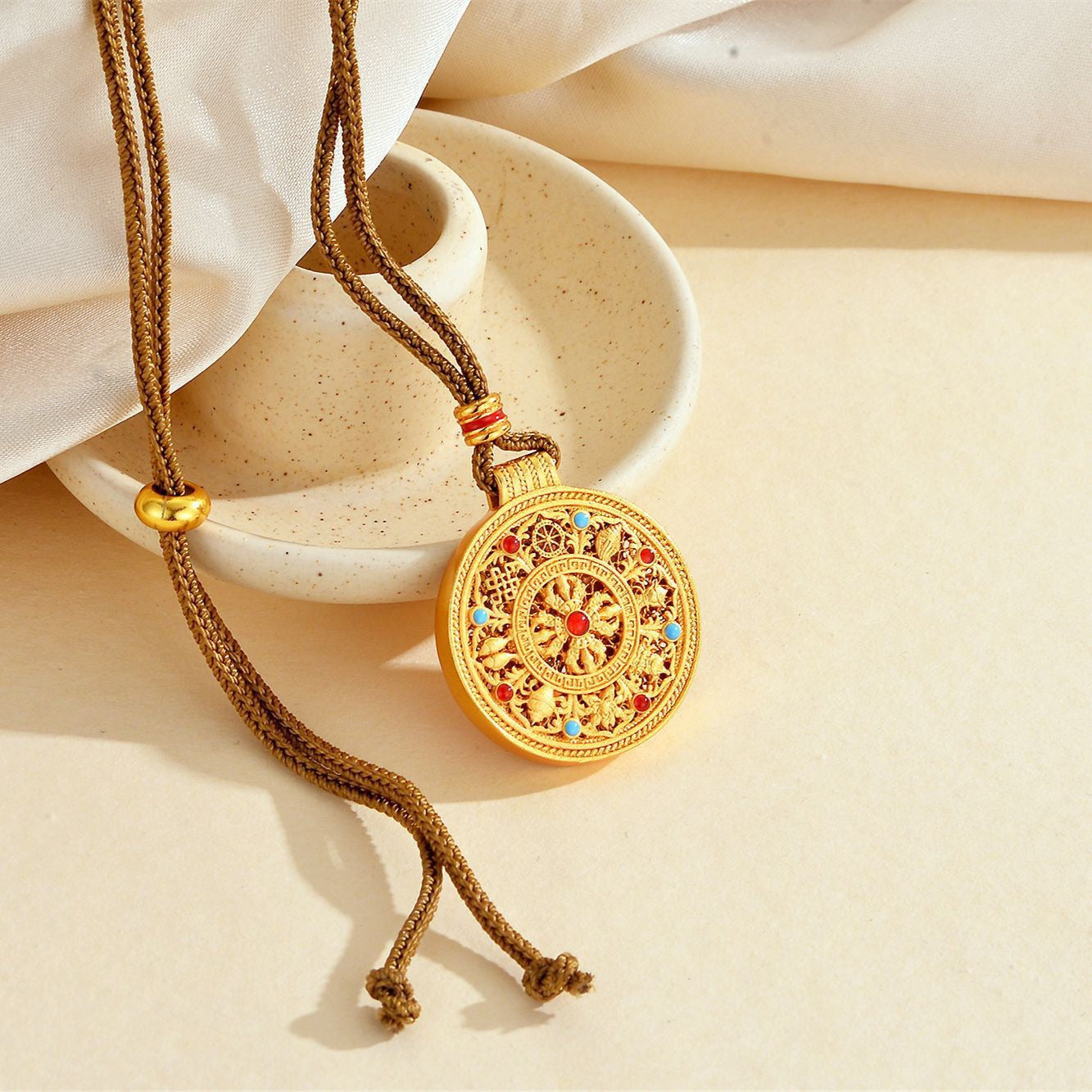 Vajra Dorje Pendant Necklace | Eight Auspicious Symbols Buddhist Jewelry