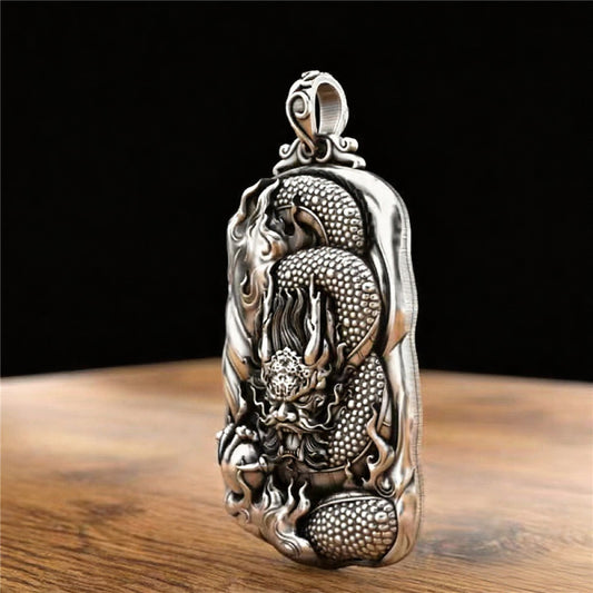 Vintage Chinese Zodiac Dragon Pendant Necklace