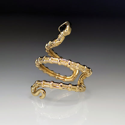 Vintage Gold-Plated Zodiac Snake Ring | Adjustable Black Zircon Serpent Ring
