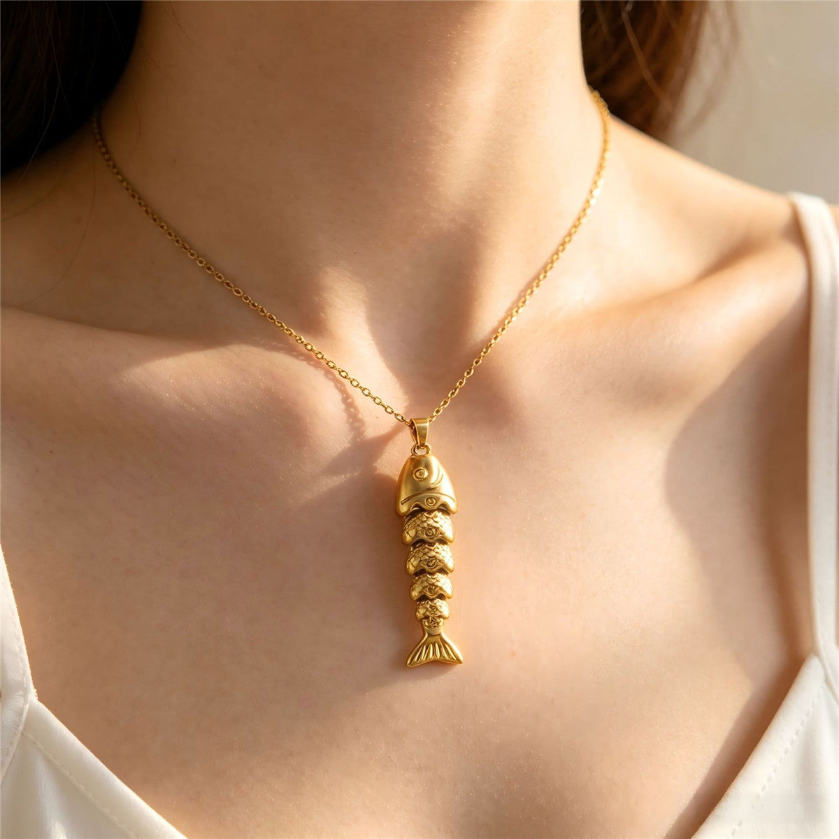 Vintage Koi Fish Pendant Necklace | Chinese Good Luck Jewelry