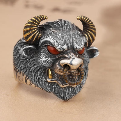 Vintage Ox Ring | Chinese Zodiac Bull Head Adjustable Ring