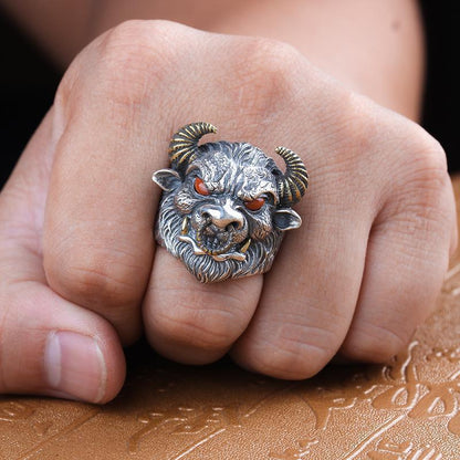 Vintage Ox Ring | Chinese Zodiac Bull Head Adjustable Ring