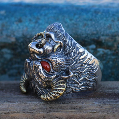 Vintage Ox Ring | Chinese Zodiac Bull Head Adjustable Ring