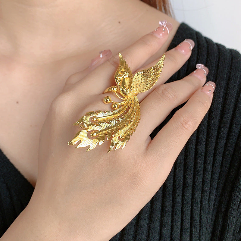 Vintage Phoenix Ring | Chinese Gold Ring with Adjustable Fit