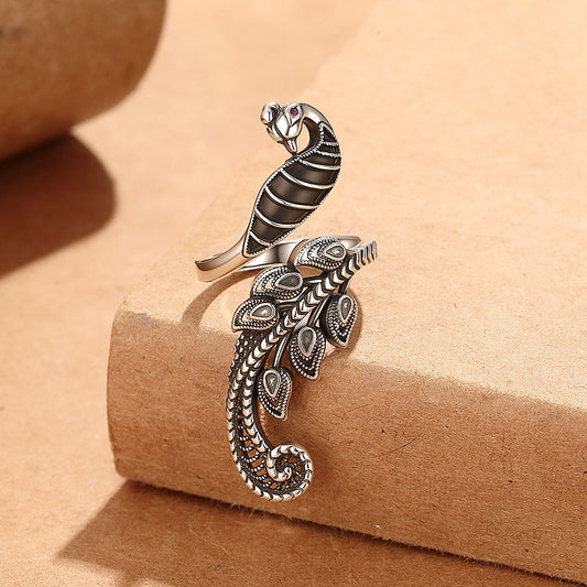 Adjustable Phoenix Ring | Silver-Tone Chinese Symbolic Jewelry