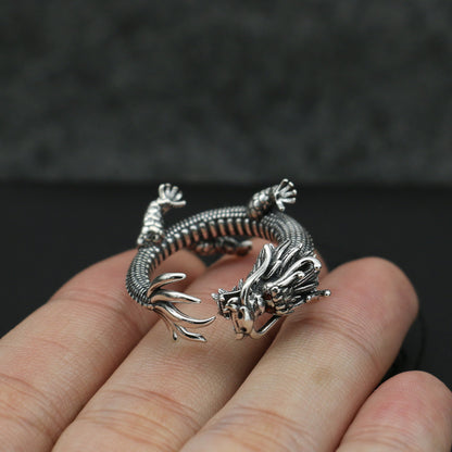 Vintage Zodiac Dragon Ring | Adjustable Silver-Tone Ring