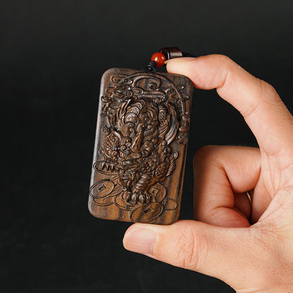 Wood Pixiu Pendant Necklace | Chinese Feng Shui Amulet