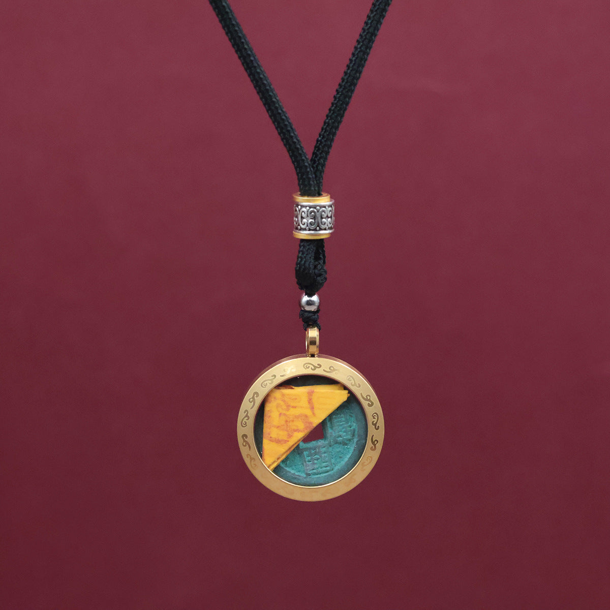 Wufu Caishen Ancient Coin Pendant | Chinese Wealth God Lucky Charm