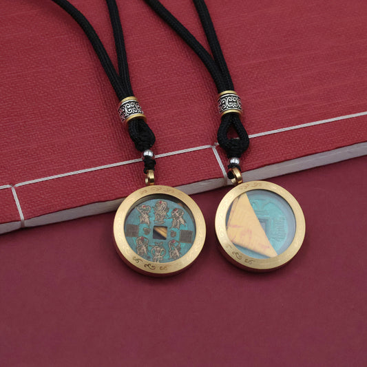 Wufu Caishen Ancient Coin Pendant | Chinese Wealth God Lucky Charm