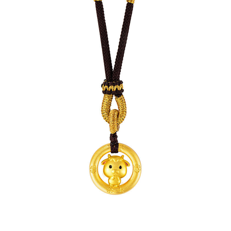 Chinese Zodiac Pendant Necklace 925 Sterling Silver | Ping An Buckle Lucky Charm