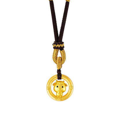 Chinese Zodiac Pendant Necklace 925 Sterling Silver | Ping An Buckle Lucky Charm