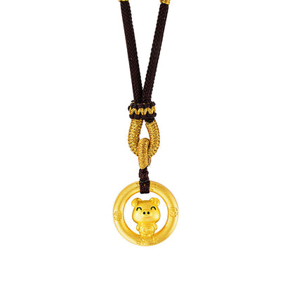 Chinese Zodiac Pendant Necklace 925 Sterling Silver | Ping An Buckle Lucky Charm