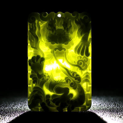 Zodiac Dragon Jade Pendant | Hetian Green Jade Necklace