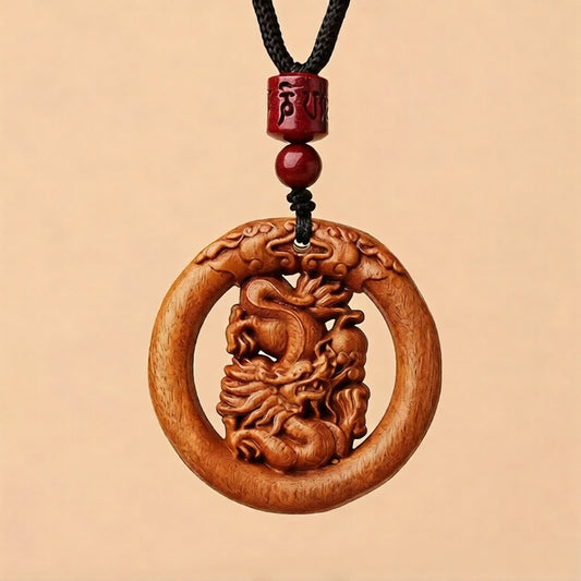 Zodiac Peachwood Pendant – Protective Amulet Necklace