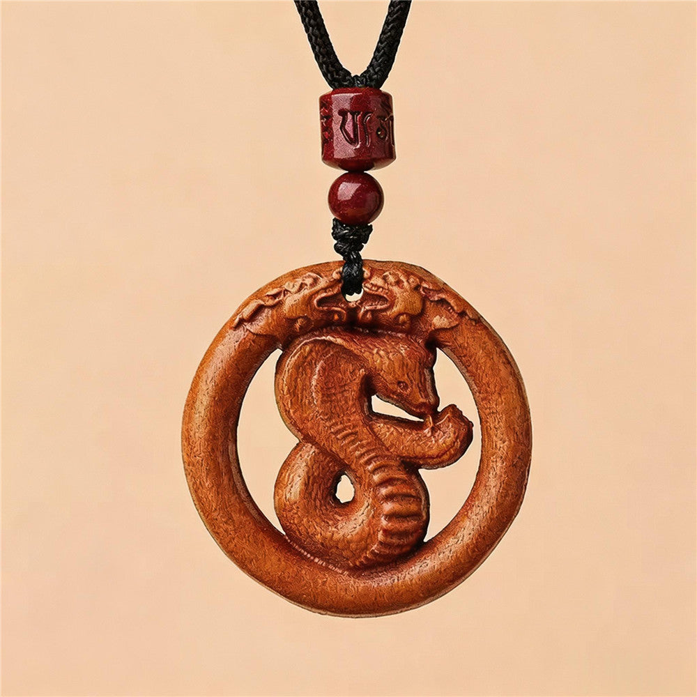 Zodiac Peachwood Pendant – Protective Amulet Necklace
