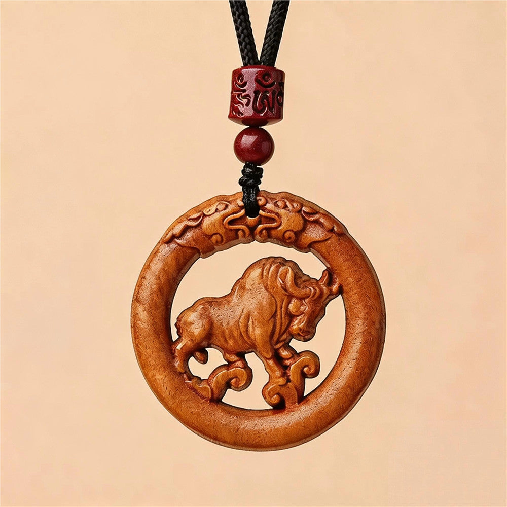 Zodiac Peachwood Pendant – Protective Amulet Necklace