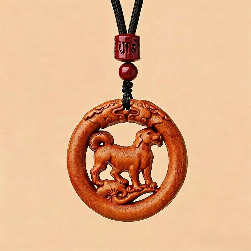 Zodiac Peachwood Pendant – Protective Amulet Necklace