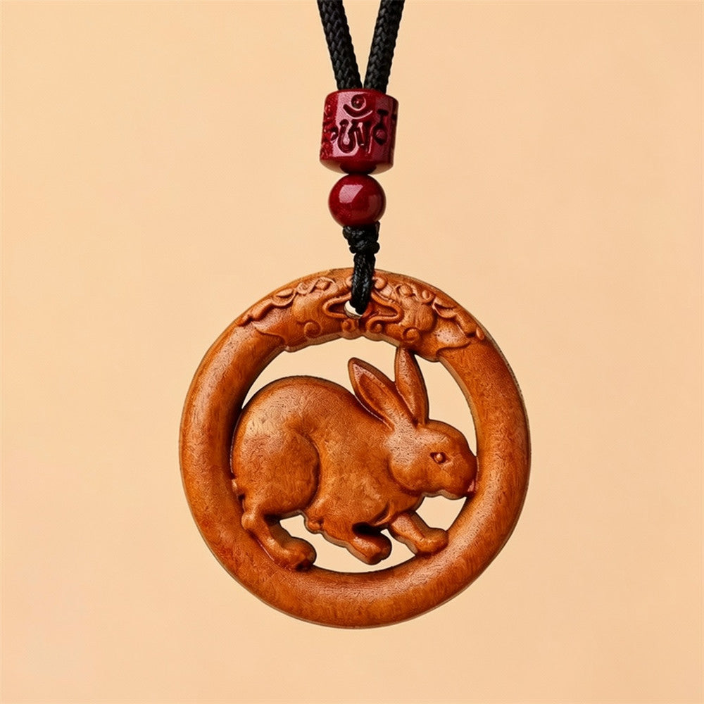 Zodiac Peachwood Pendant – Protective Amulet Necklace