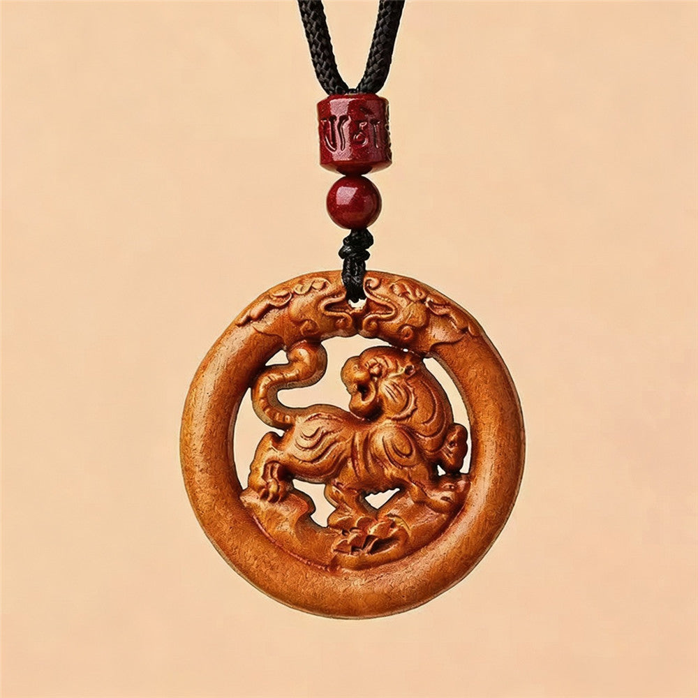 Zodiac Peachwood Pendant – Protective Amulet Necklace